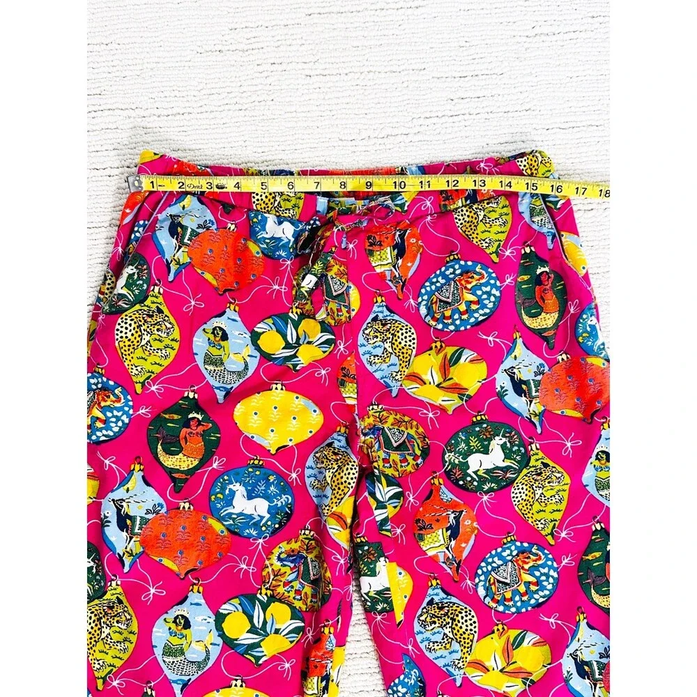 PRINT FRESH x ANTHROPOLOGIE Size S Pink PJ Bottoms Deck the Halls Novelty Lounge